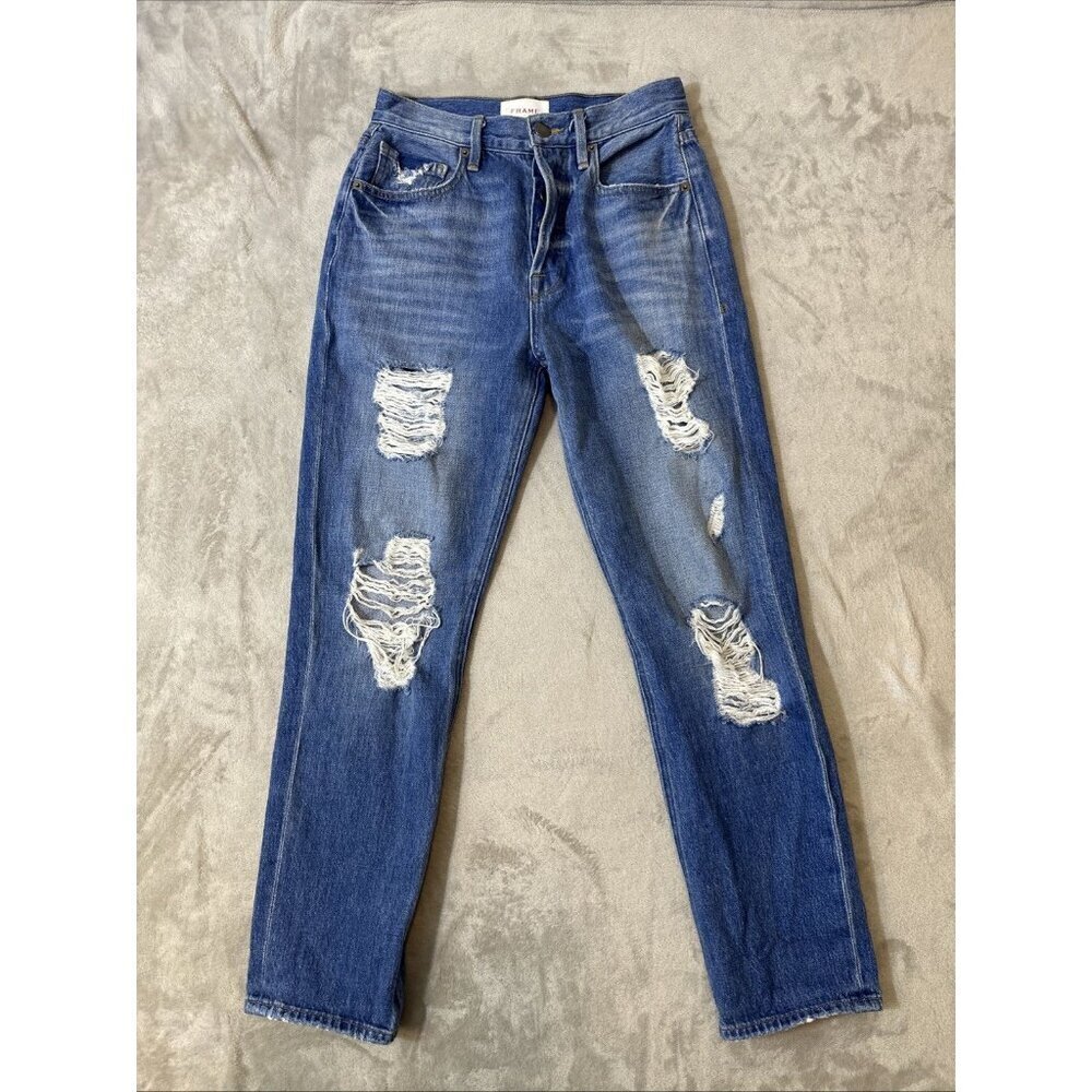 Frame Denim Le Original Heritage Distressed Button Fly Jeans Size 24